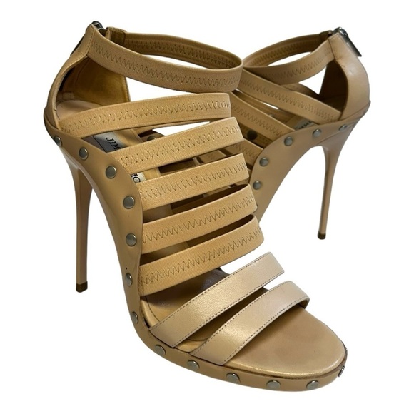 Jimmy Choo Aston Elastic Sandal Leather Nude Heels Shoes 39.5 9.5 - Picture 2 of 16